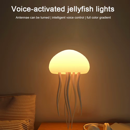 LED Jellyfish Lamp, RGB Gradient Voice Control Jellyfish Bedside Lamp with Dancing Legs, Rechargeable Table Lamp with Touch Sensor for Bedrooms, Living Room