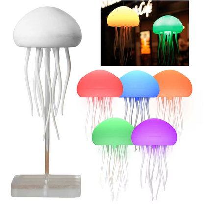 LED Jellyfish Lamp, RGB Gradient Voice Control Jellyfish Bedside Lamp with Dancing Legs, Rechargeable Table Lamp with Touch Sensor for Bedrooms, Living Room